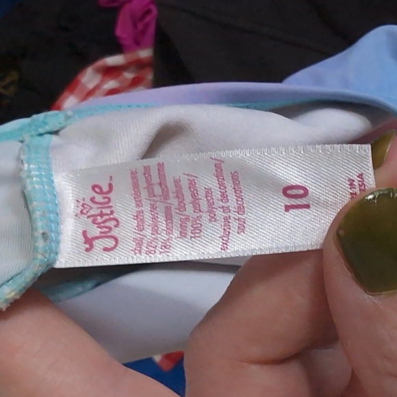 Justice Blue Pink Cat Tankini Racerback Size 10 - Picture 3 of 3